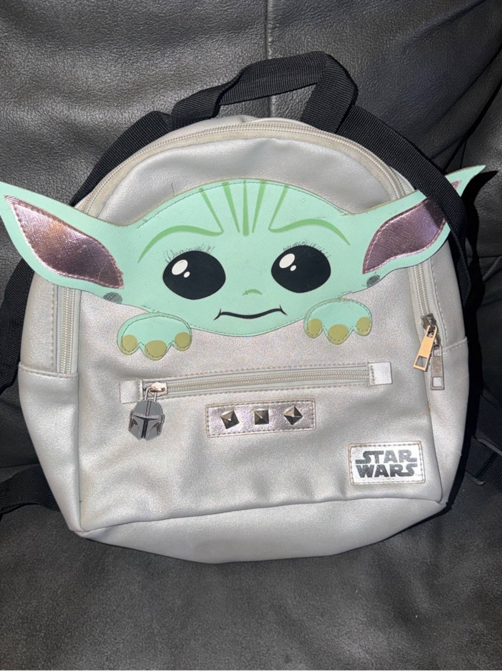 Star Wars Kids Silver Backpack with Mint Green Grogu Ears you’d Jedi rare